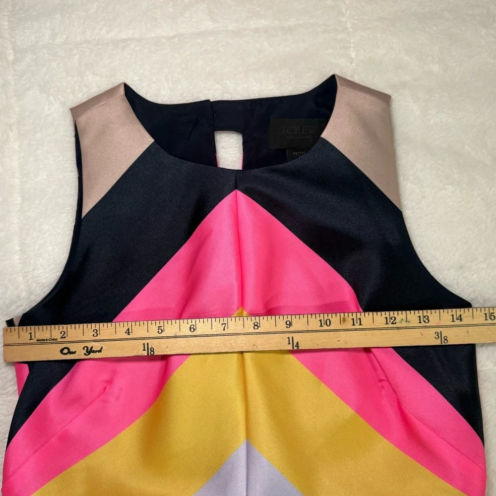 Colorblock Chevron A-Line Dress in Pink, Yellow & Green - Picture 4 of 7
